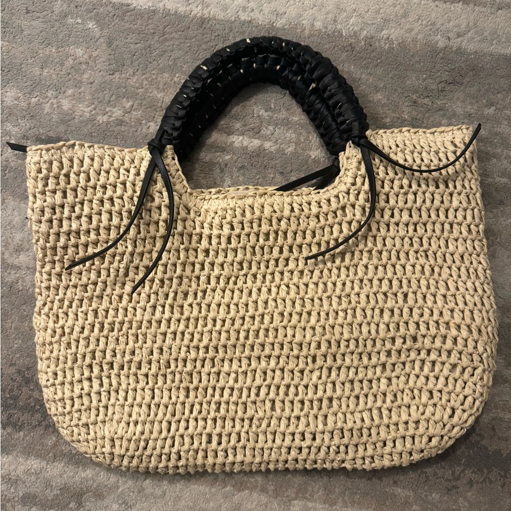 BTB Los Angeles Tan and Black Bag with Woven Design